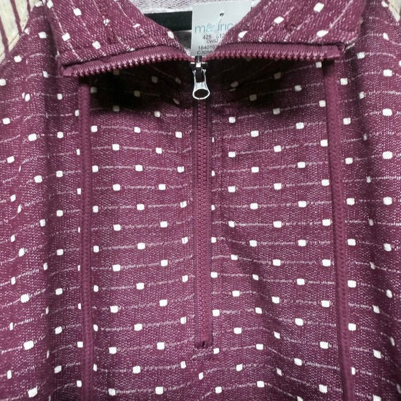 NWT Maurices 3X Purple Polka Dot Striped Sleeve Quarter Zip Pullover Sweatshirt - Picture 6 of 9